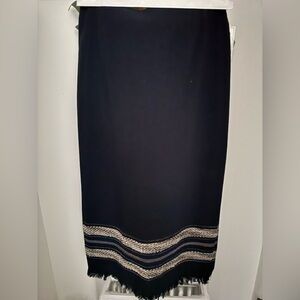 Elegant Navy Pencil Skirt with Silver Accents